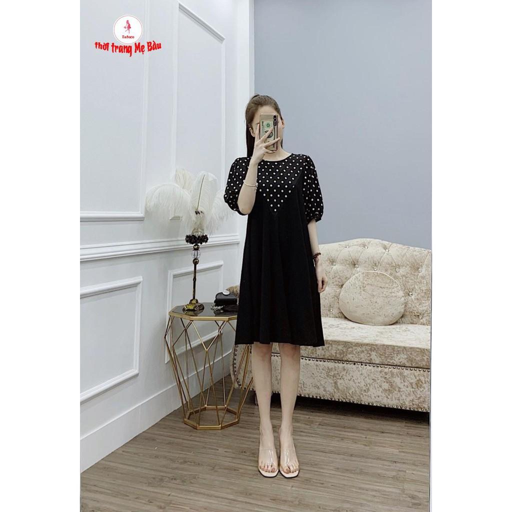 Váy bầu chấm bi nhấn chữ A new 5 màu