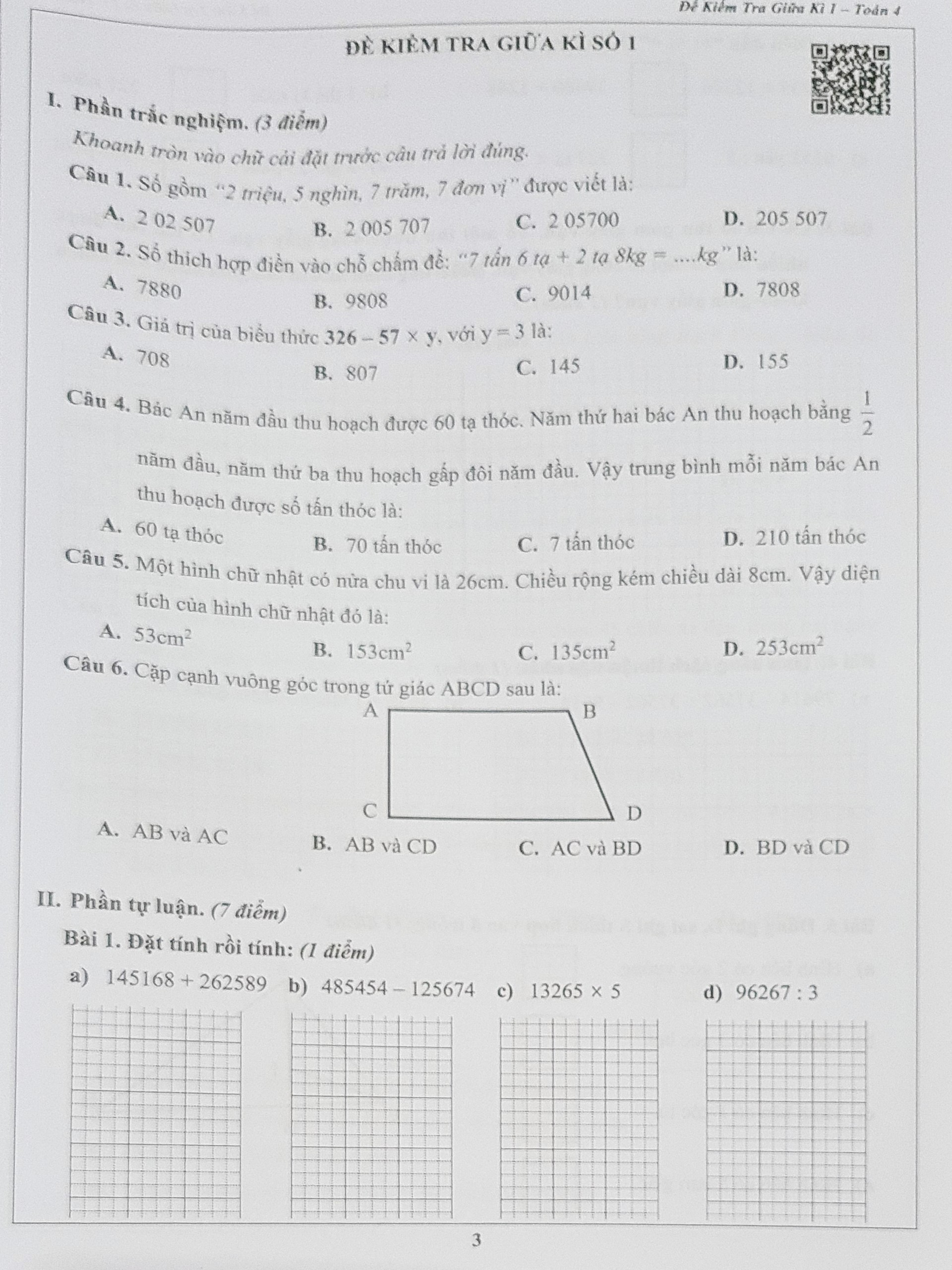 Combo Sách - Đề kiểm tra Toán 4 học kì I + II