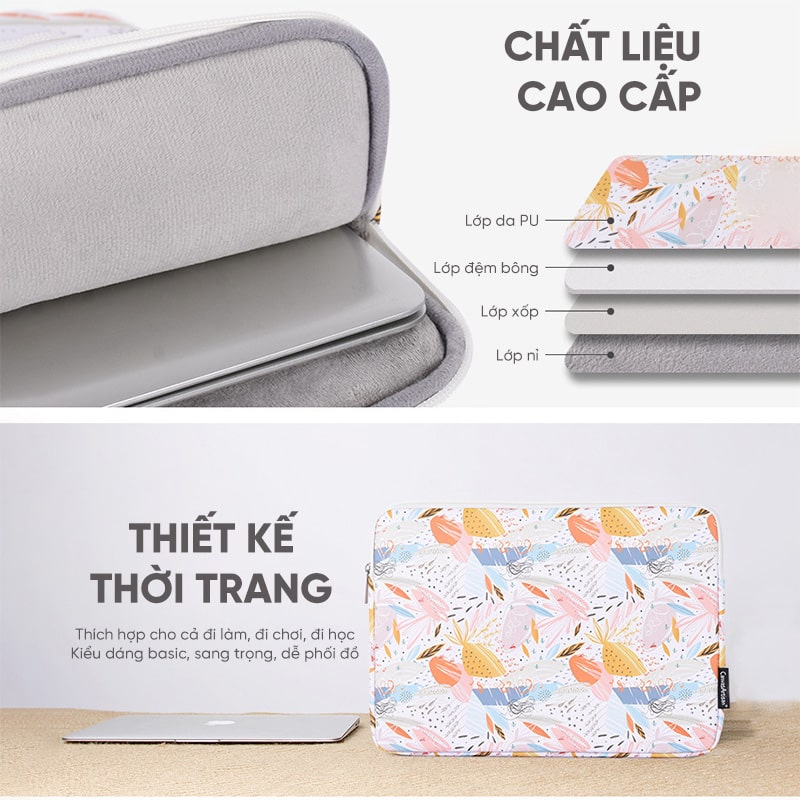 Túi chống sốc laptop dễ thương cute GUBAG, họa tiết thời trang, bền đẹp, lót nhung dày dặn chống sốc cực tốt