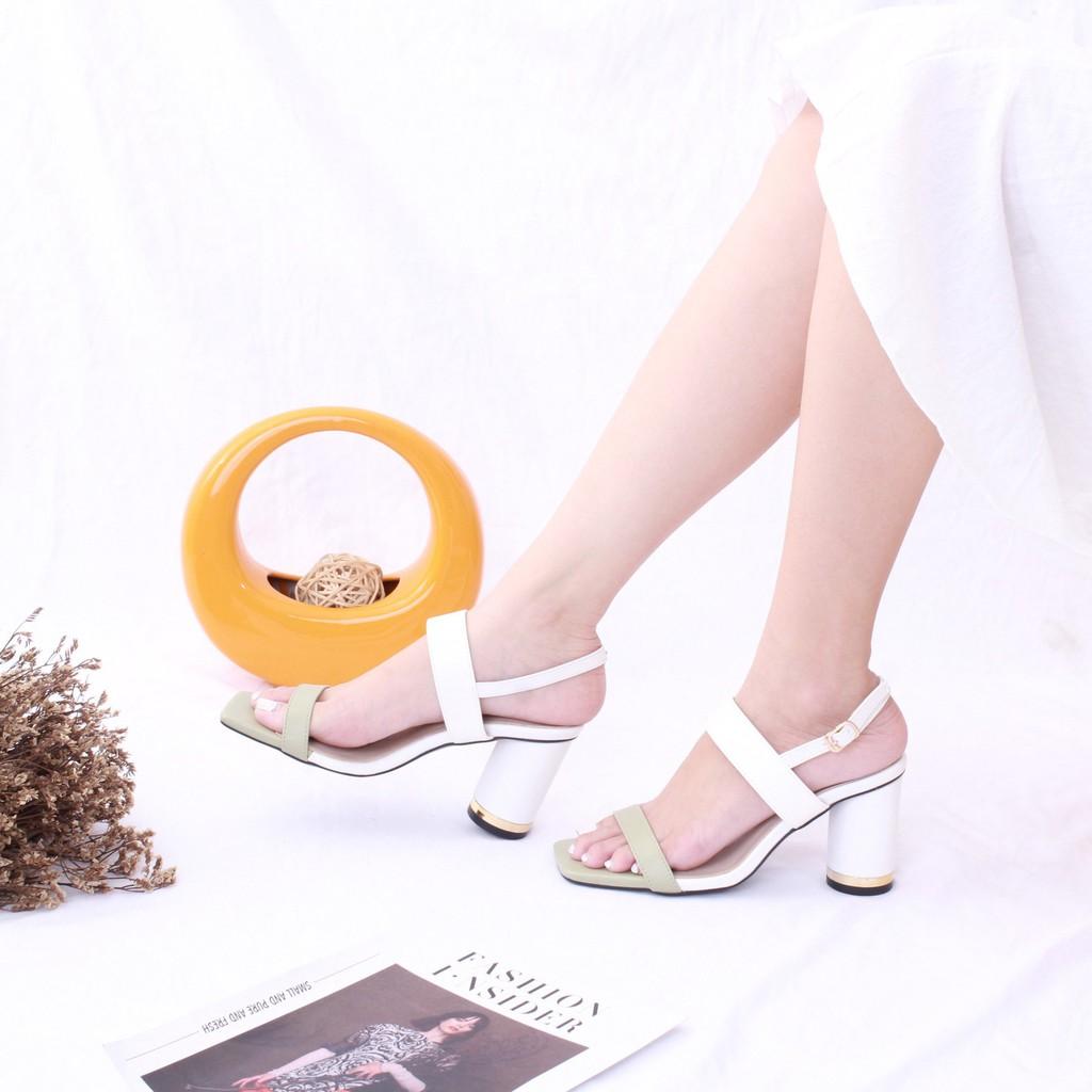 Sandal Gót Vuông 7cm Phối Màu Pixie X762