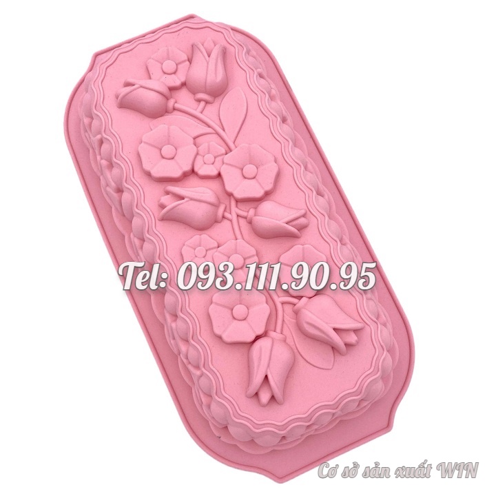 Khuôn silicon làm đế bánh, rau câu, bánh mì hình chữ nhật các loại hoa - Loại 32 cm - Mã số 1127