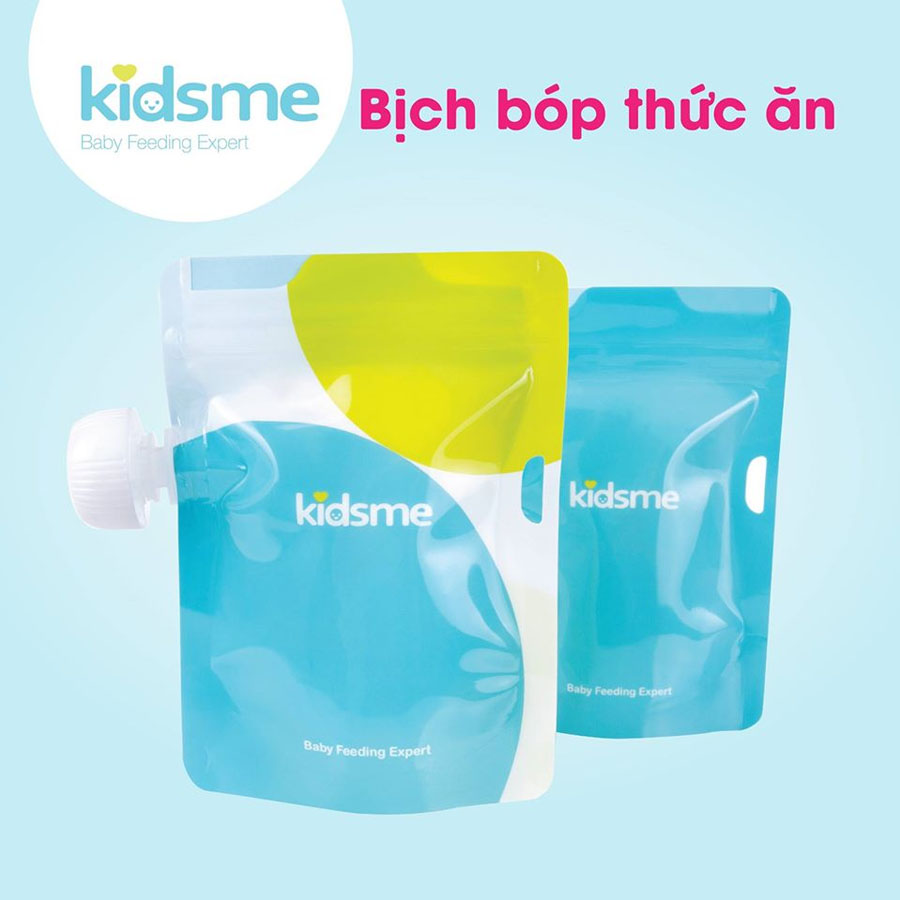 Bộ Túi Bóp Thức Ăn Với Ti Nhai Nối Baby Feeding Expert Kidsme Anh Quốc Cho Bé Từ 4 Tháng Tuổi - Ti Nối Màu Xanh Chanh - Ăn Dặm Chủ Động