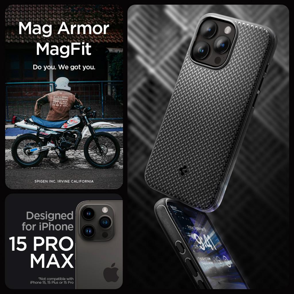 Ốp lưng cho iPhone 15 Pro/ 15 Pro Max Spigen Mag Armor Magfit - Hàng chính hãng