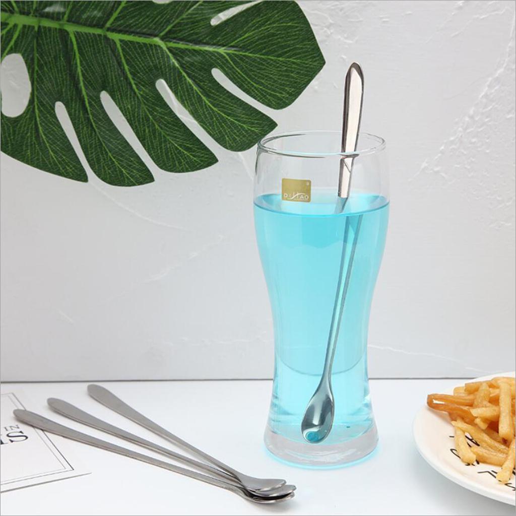Long Handle Stainless Steel Stirring Spoon Milkshake Drinks Tea Coffee Spoon