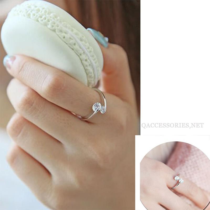 Nhẫn bạc 925 đính đá nhỏ tròn chữ nhật tối giản nam nữ S925 MINIMAL Silver Ring QA SILVER RI220606