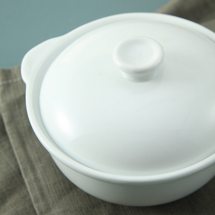 Bát 2 tai có nắp đựng súp, chưng đồ ăn dặm size 5 inch tặng kèm thìa sứ cao cấp