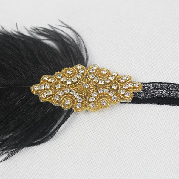Black Flapper Feather Fascinator Headband Headpiece Hair Accessories