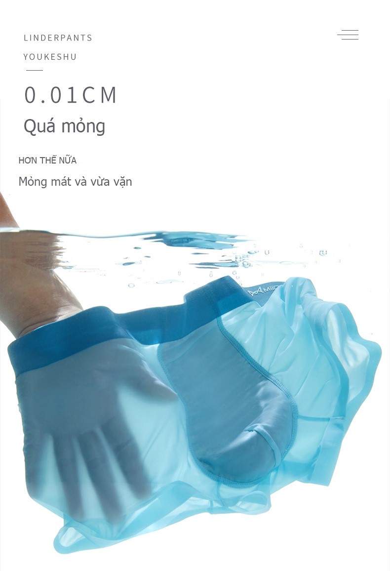 Hộp 3 quần sịp boxer nam cao cấp thun lạnh Kháng Khuẩn Khử Mùi MiiOW Ice Silk