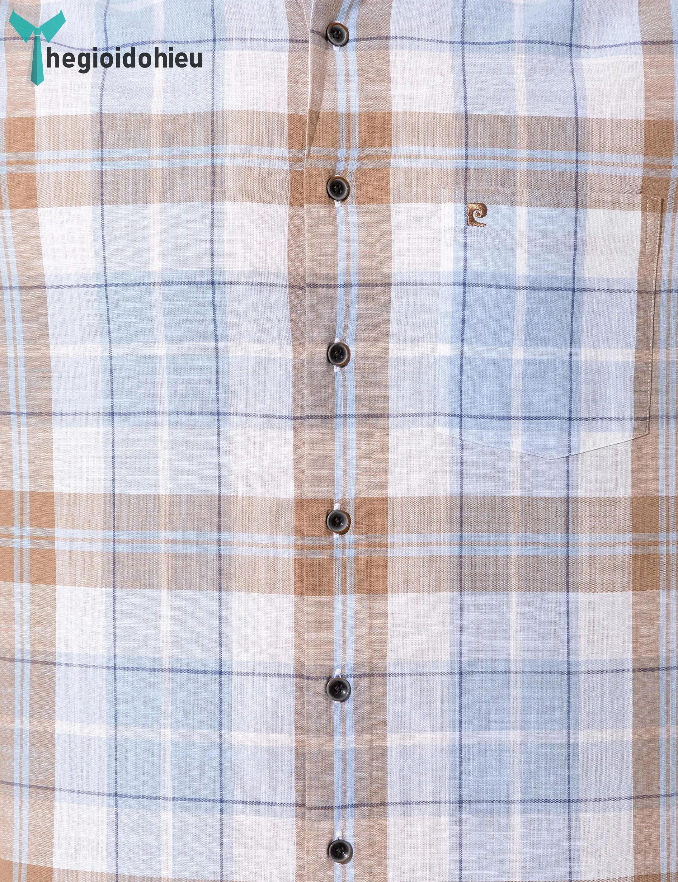 Áo sơ mi nam ngắn tay Pie Cardin PCShirt97 (Caro xanh) - Hàng nhập khẩu - Có túi - Caro xanh