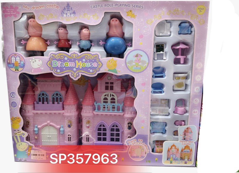 Hộp nhà lâu dài heo Peppa 4c bàn ghế , 589