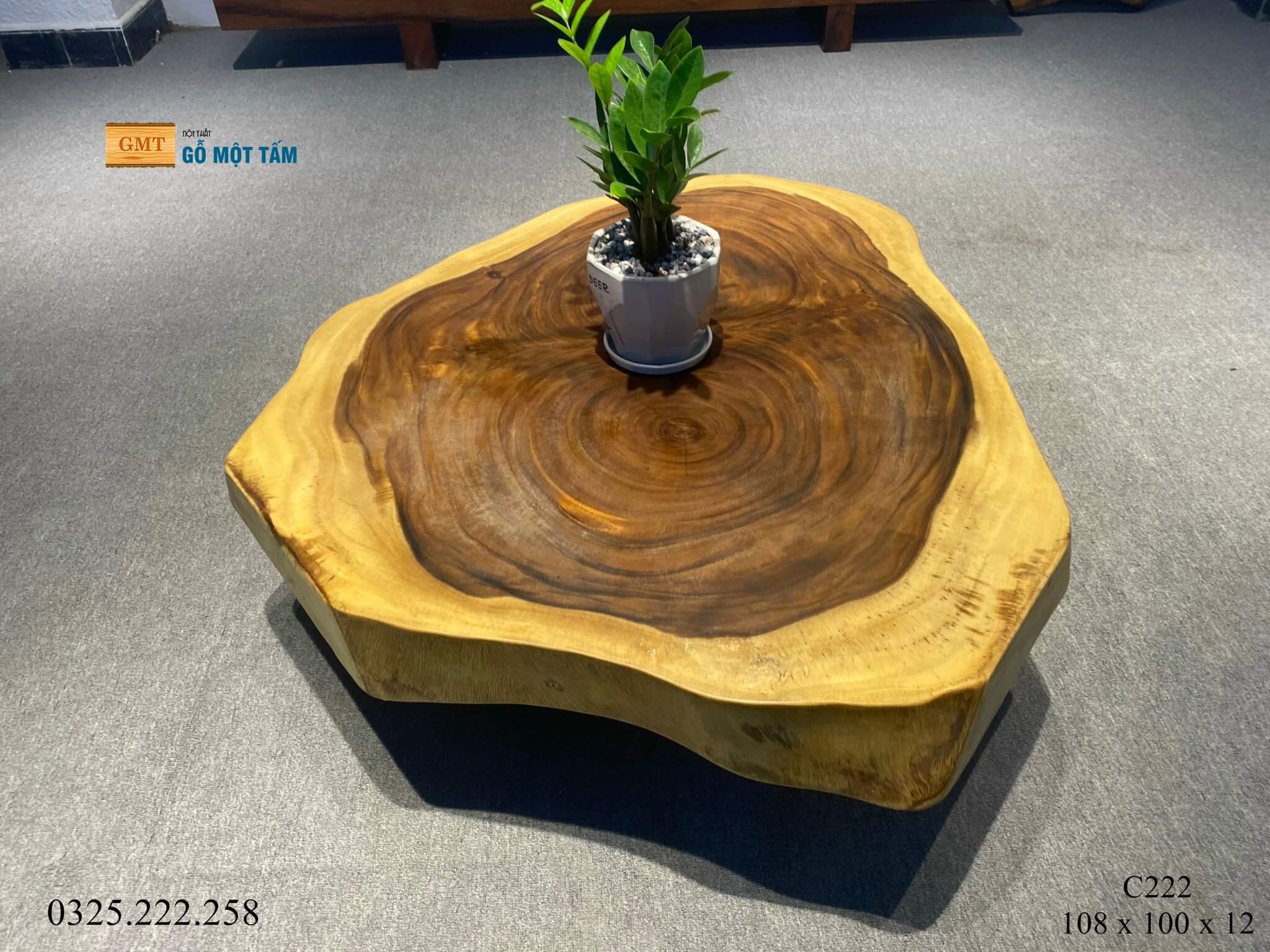 Bàn Sofa Gỗ Me Tây, Bàn Cafe Gỗ Me Tây, Bàn Gỗ Me Tây Nguyên Tấm Dài 1,08m Rộng 1m Dày 12cm