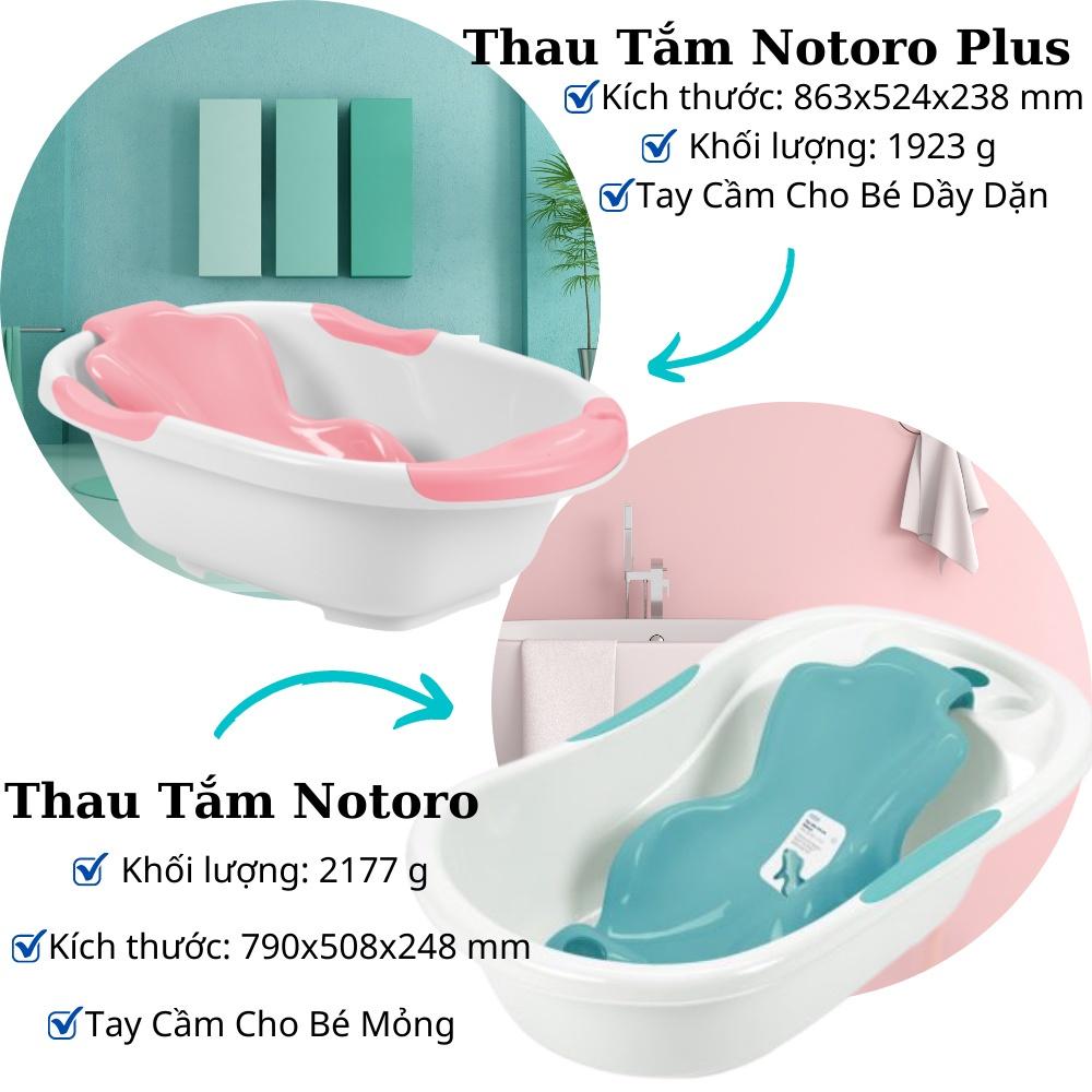 Chậu Tắm Cho Bé , nhựa cao cấp Notoro Plus Thiết Kế Rộng Có Tay Nắm có kèm Tựa cho bé sơ sinh