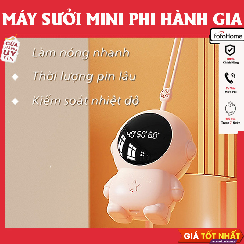 Máy Sưởi Ấm Tay Mini Sạc Bằng USB Hình Phi Hành Gia Nhiều Màu Sắc Có Màn Hình Hiển Thị Kỹ Thuật Số Dễ Thương Bằng Điện Có Dây Buộc -Hàng chính hãng