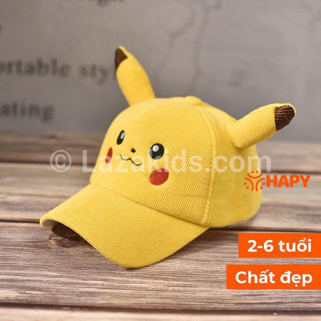 NÓN LƯỠI TRAI PIKACHU CHO BÉ, MŨ HÌNH THÚ CHO BÉ dễ thương LAZAKIDS bé trai bé gái từ 2 tuổi-6 tuổi đội đẹp chống nắng