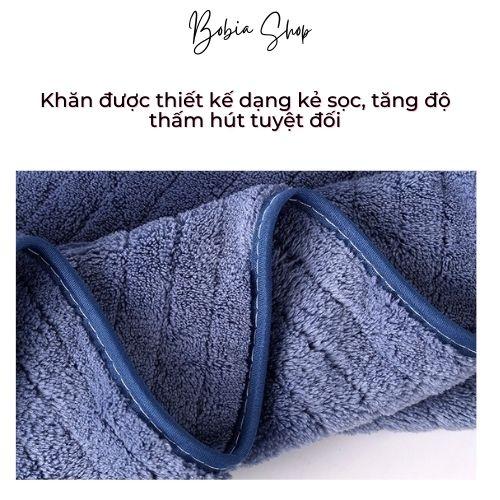 Khăn mặt, Khăn lau đầu lông cừu san hô vân kẻ sọc siêu dày, siêu mềm mịn cho da của gia đình 35x75cm