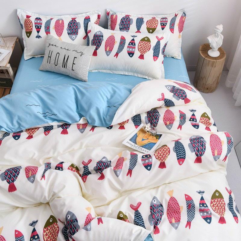 Bộ chăn ga gối cotton poly nhập khẩu - chăn mền, drap giường, vỏ gối - ga giường đủ size