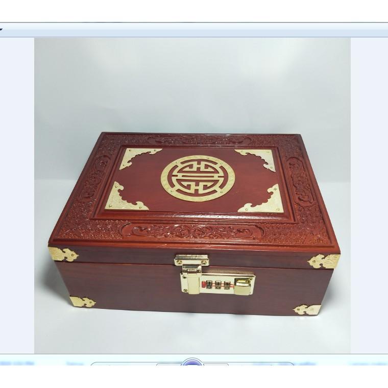 HỘP ĐỰNG CON DẤU, TRANG SỨC CHẠM MẶT GỖ HƯƠNG SIZE TO-KHÓA MÃ SỐ-ẢNH THẬT