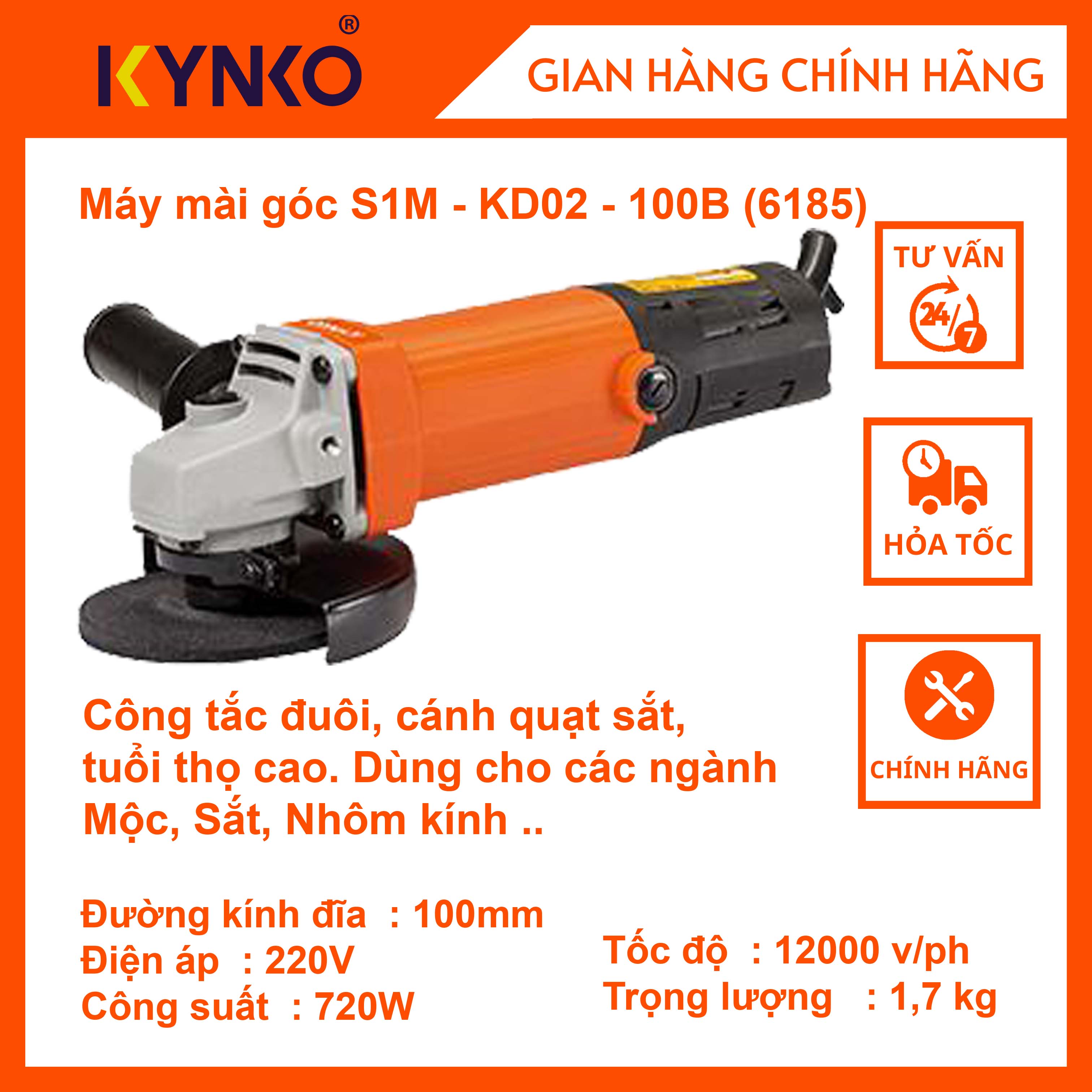 Máy mài 100 - KD02 cầm tay chất lượng chính hãng Kynko