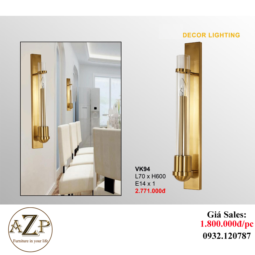 AZP - ĐÈN ỐP VÁCH / ĐÈN TRANG TRÍ / ĐÈN TREO TƯỜNG PHÒNG KHÁCH, PHÒNG NGỦ, NHÀ HÀNG, KHÁCH SẠN AZP-VK94 phong cách đương đại, hàng nhập khẩu AZP