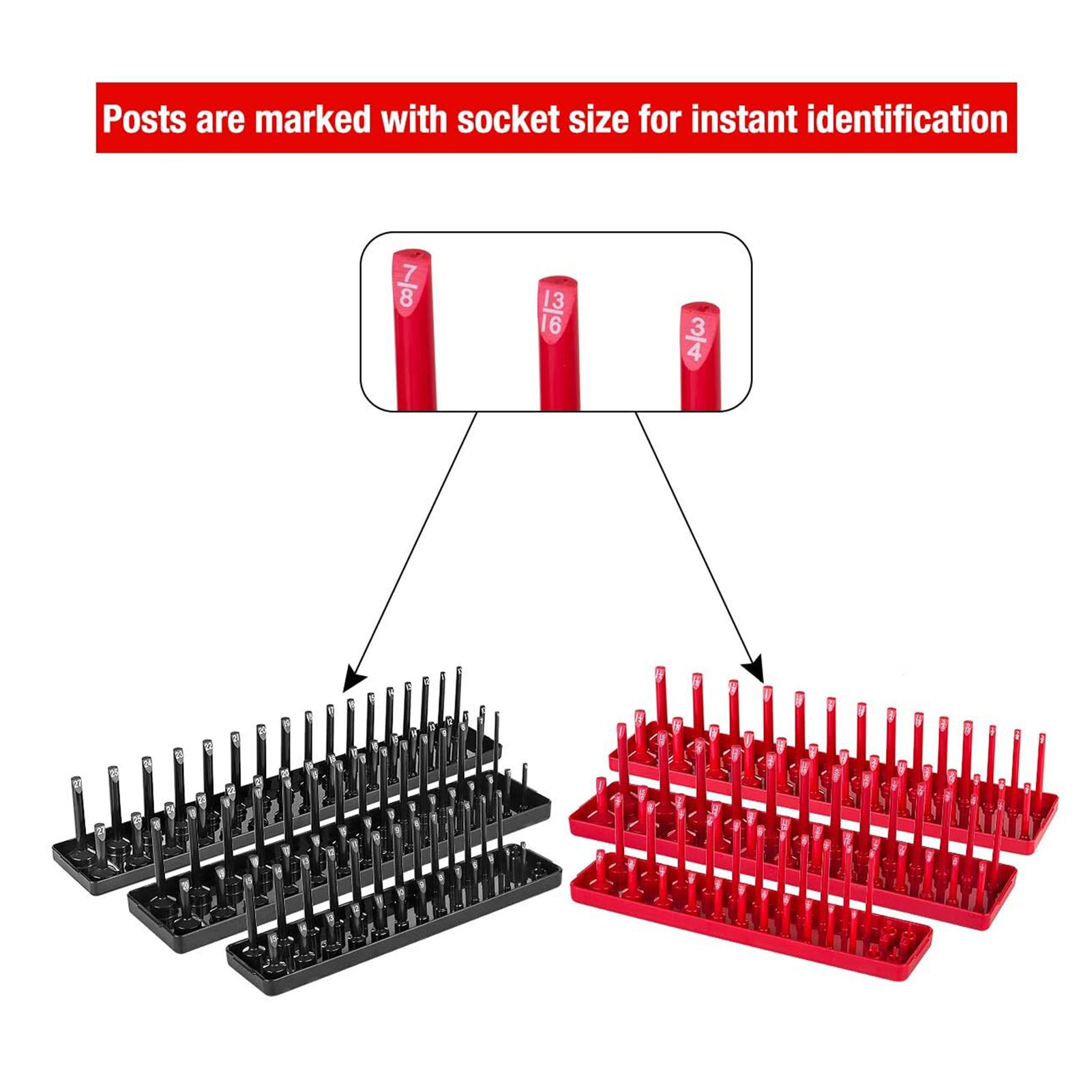 6PCS Socket Storage Tray Suit 1/4in, 3/8in, 1/2in Drive Deep And Shadow Socket Mounts Applicable For Tool Case