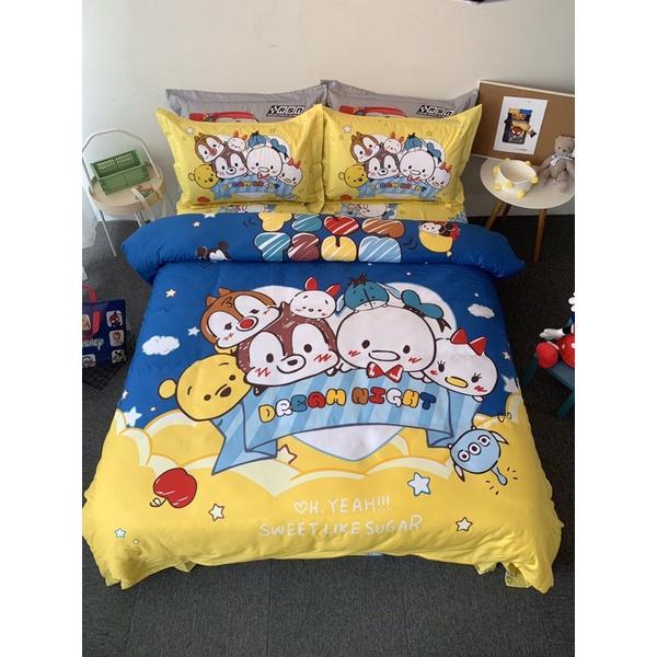 Bộ chăn ga gối Cotton lụa Disney 4 món