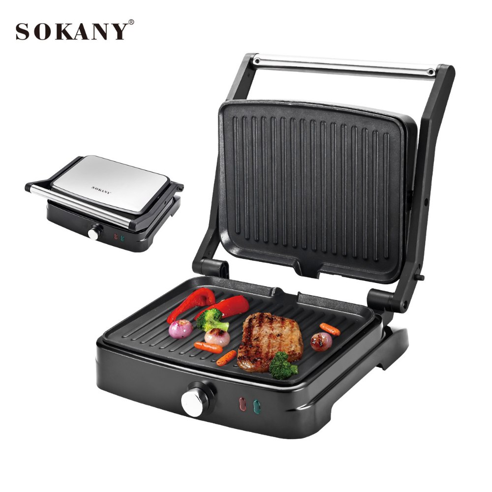 Máy kẹp nướng đa năng công suất cao 2000W SOKANY SK-204 nướng bánh mì, thịt, hotdog nhanh chín - HÀNG CHÍNH HÃNG