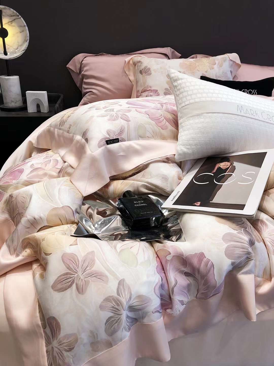 Bộ Ga Ra Drap Giường Tencel 100s Markcoss Bộ Chăn Ga Gối Đệm 5 Món Chăn Chần Bông Lụa Nhà Hin Home Bedding
