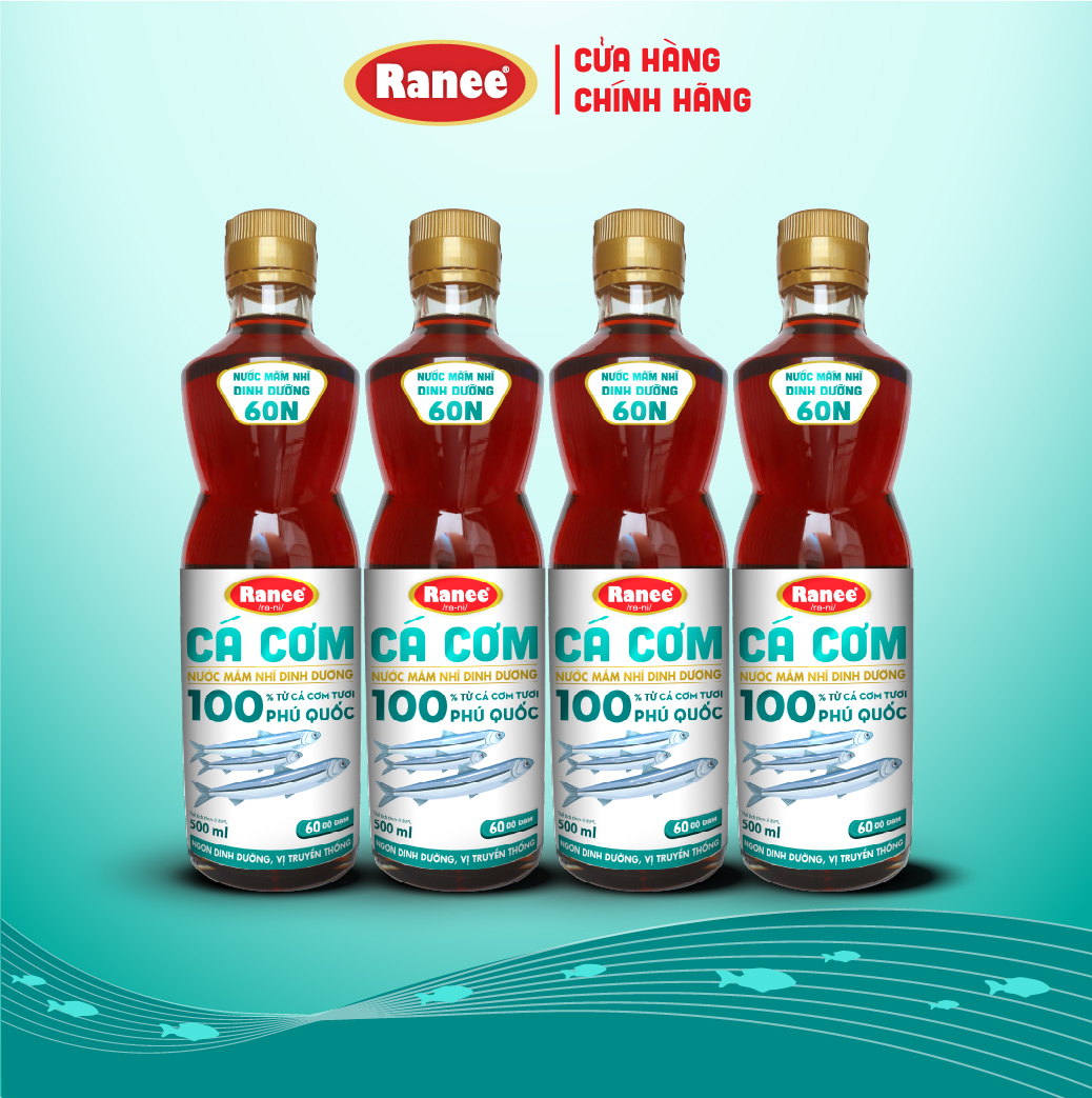 Combo 4 Nước mắm nhĩ dinh dưỡng Ranee cá cơm 60N 500ml