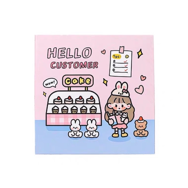 Sticker hộp 100 tấm cute Hello Customer