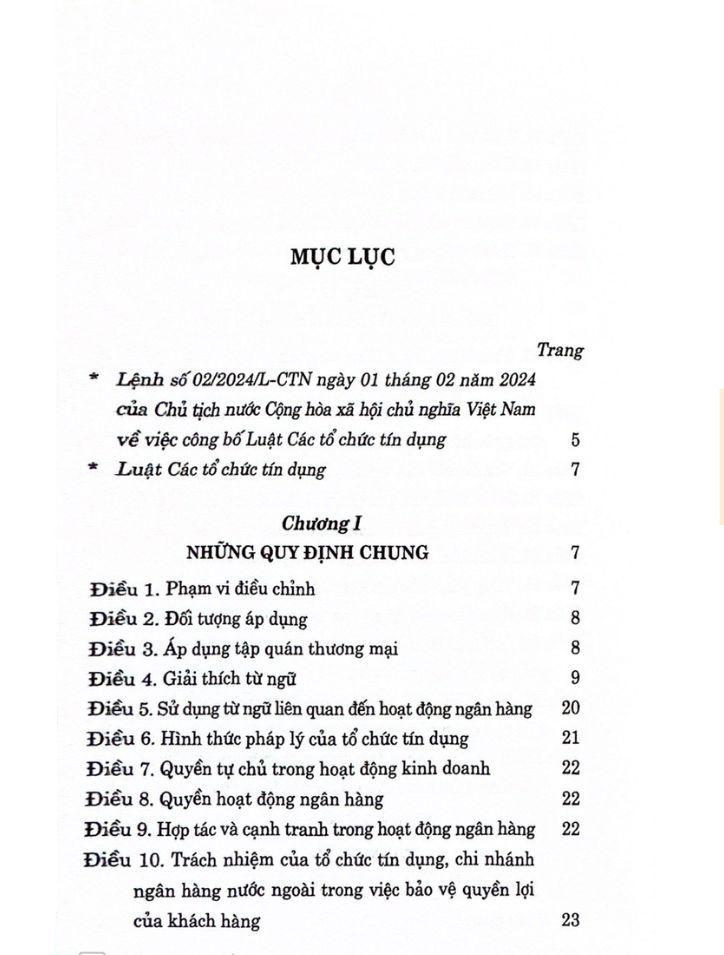 Luật Các Tổ Chức Tín Dụng (2024)