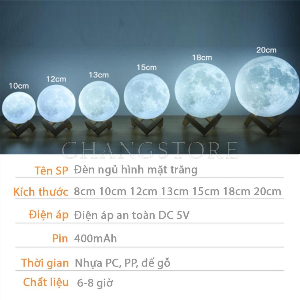 Đèn ngủ mặt trăng 3D, Đèn Ngủ 3D vỗ đổi màu+ tặng kèm đế gỗ - Có nhiều kích cỡ
