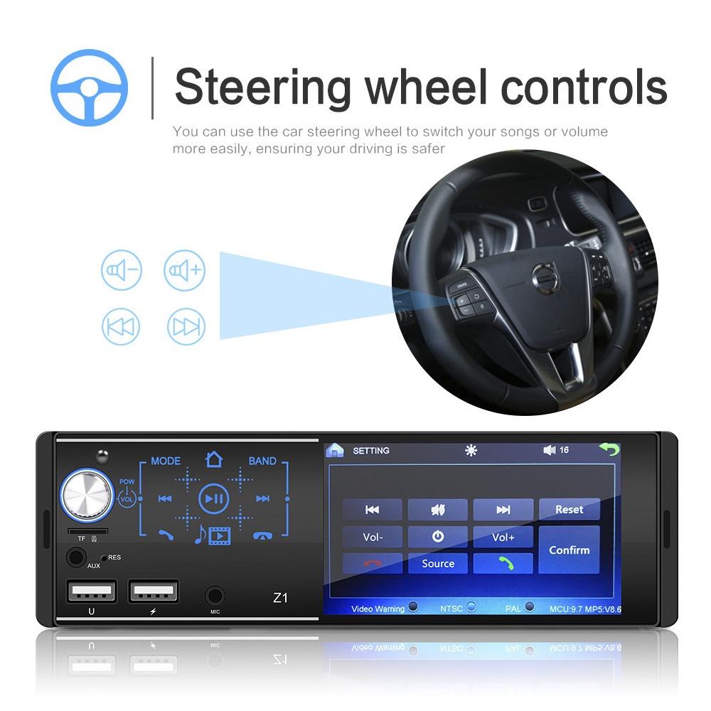 4.1 Inch Touch Screen Car MP5 Player 1Din Auto FM Stereo Audio Radio Bluetooth Steering Wheel Control
