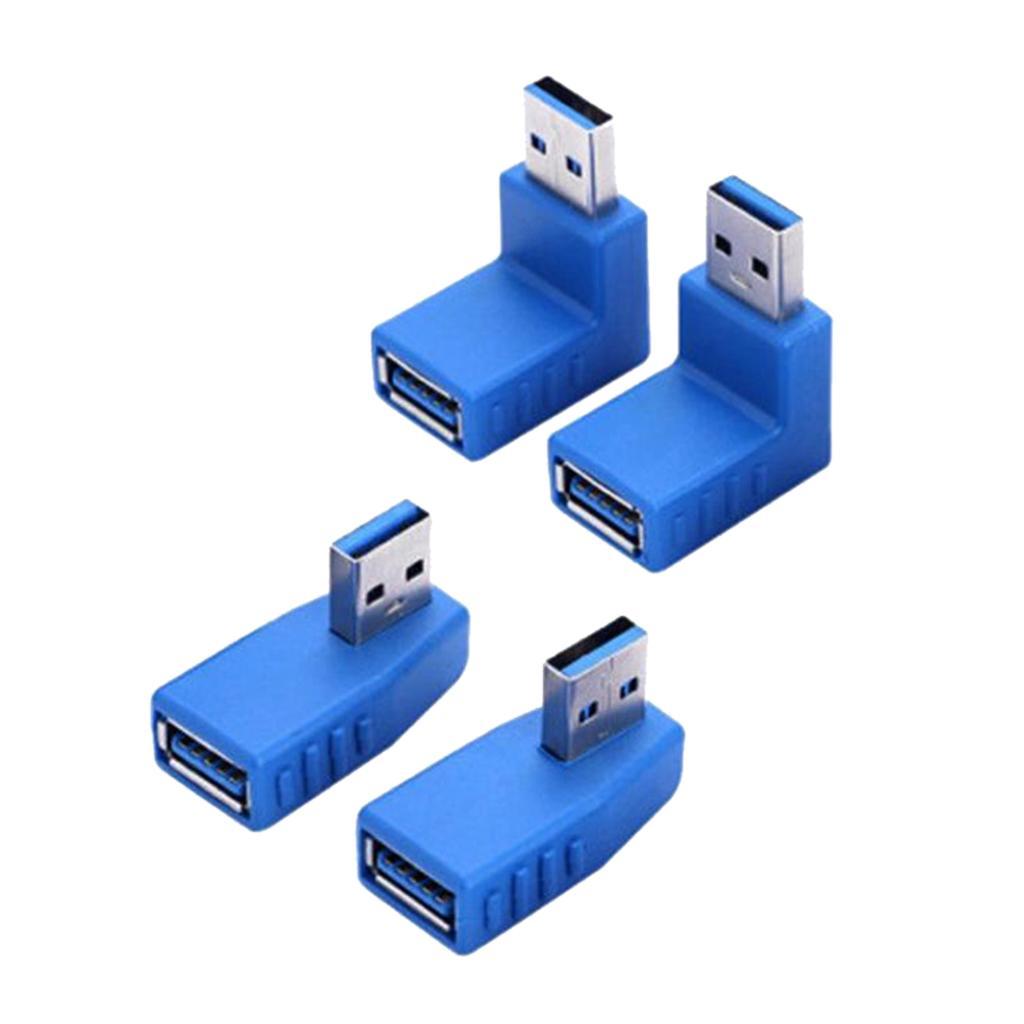 4PC USB A Male to Female Extension Cable 90 Degree Right Angle Adapter Plug