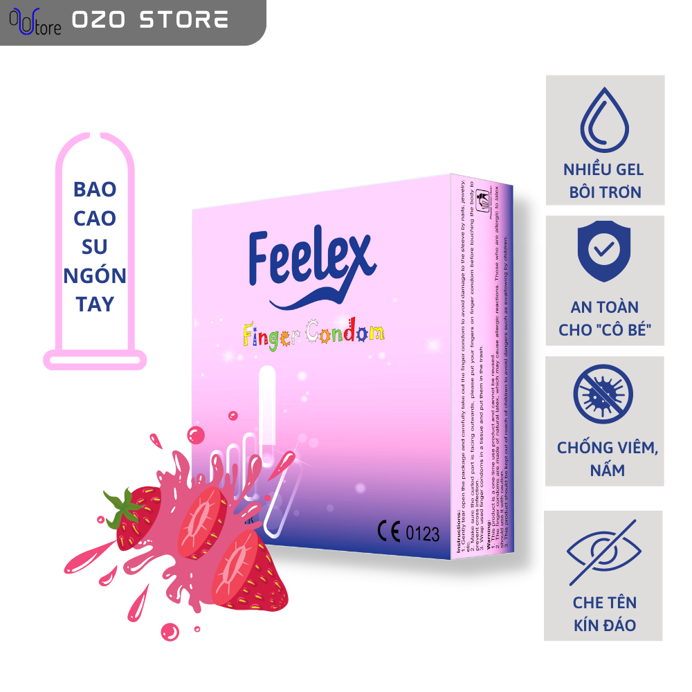 Hình ảnh Bao cao su ngón tay Feelex Finger Condom siêu dai, nhiều gel bôi trơn, hộp 12 pcs