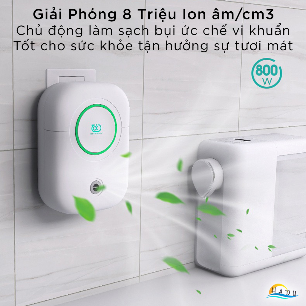 Máy Khử Mùi Nhà Vệ Sinh Phòng Khách Chó Mèo Diệt Khuẩn Ozone Lọc Không Khí Ion Âm Cao Cấp HADU