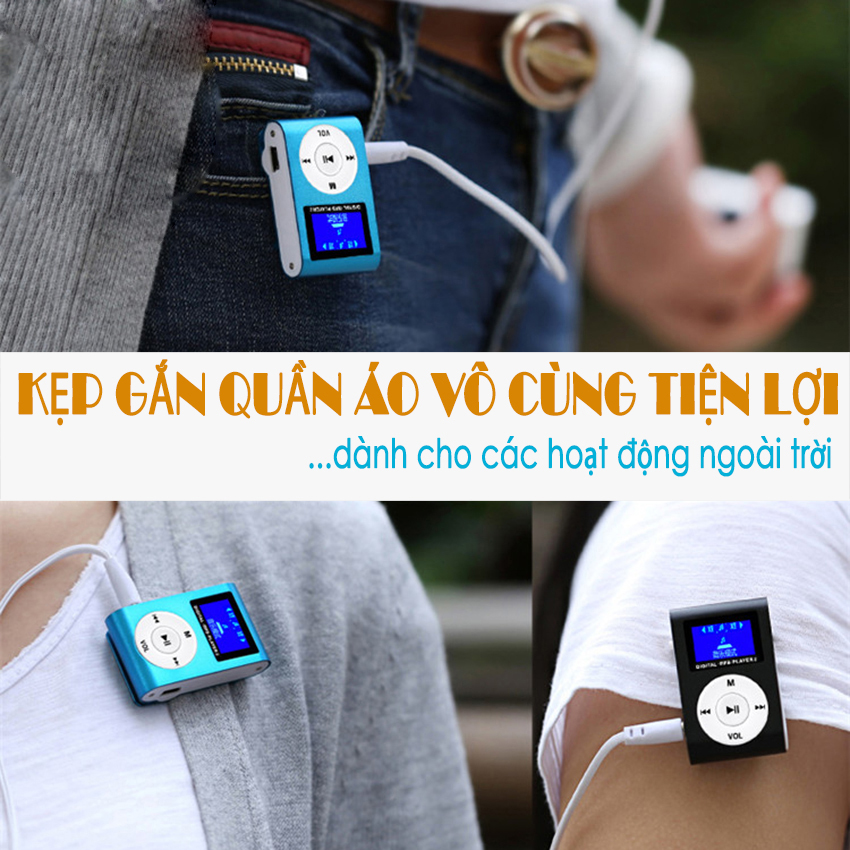 Máy Nghe Nhạc Mp3 MINI có màn hình kẹp gắn quần áo