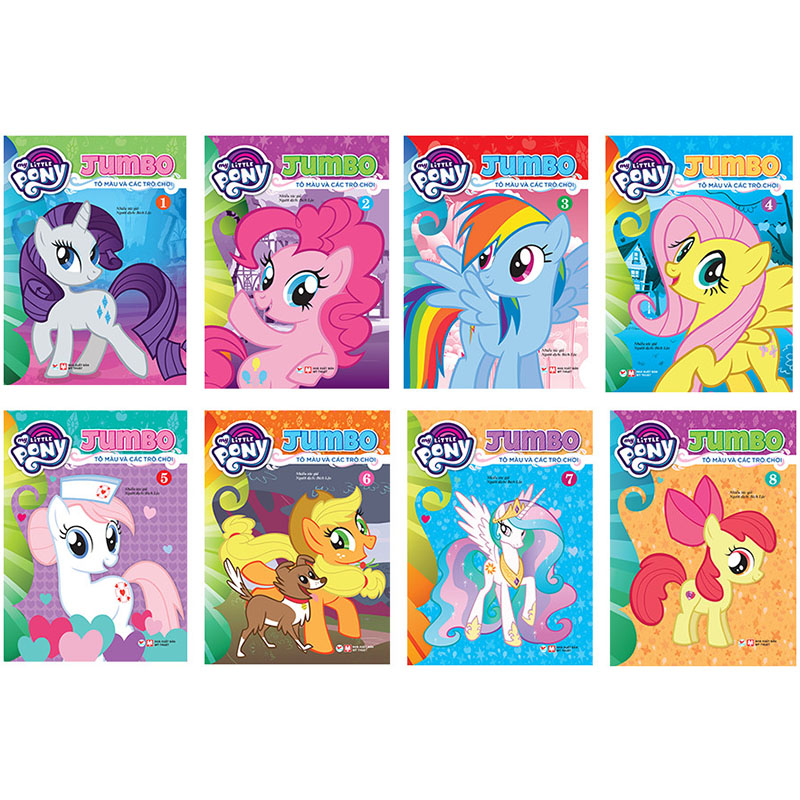ComBo 8 Cuốn: Bộ My Little Pony-Jumbo Tô Màu Và Các Trò Chơi (Có Đề Can Dán)