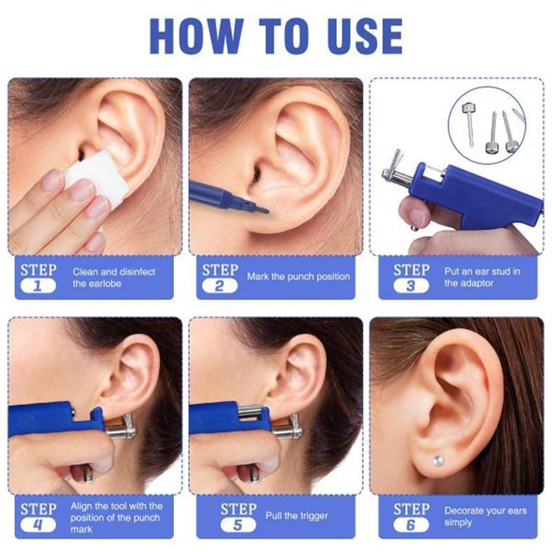 Steel Ear Body Nose Navel Piercing Machine Supply Tool Kit 49x Ear Studs