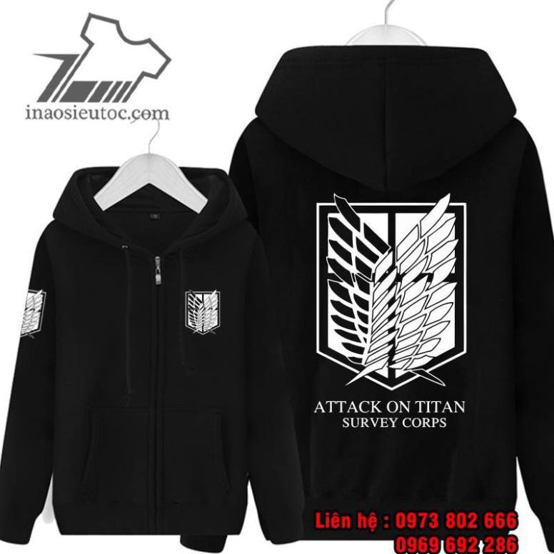 Áo khoác áo Hoodie in hình attack on Titan đẹp giá rẻ chất lượng