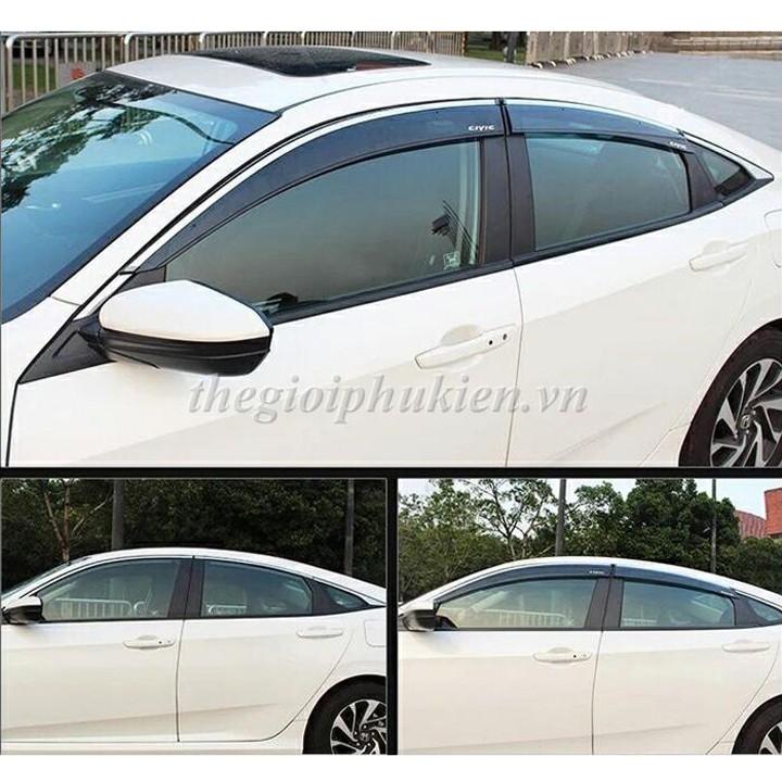 Bộ vè che mưa Honda Civic 2016-2019 chỉ mạ Crom cao cấp