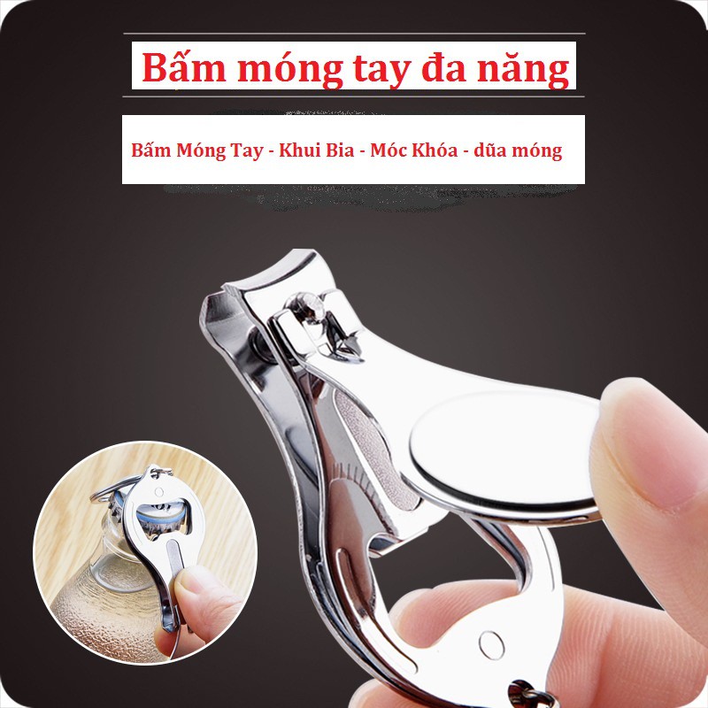 Bấm móng tay móc khóa khui bia đa năng sắc bén 4in1