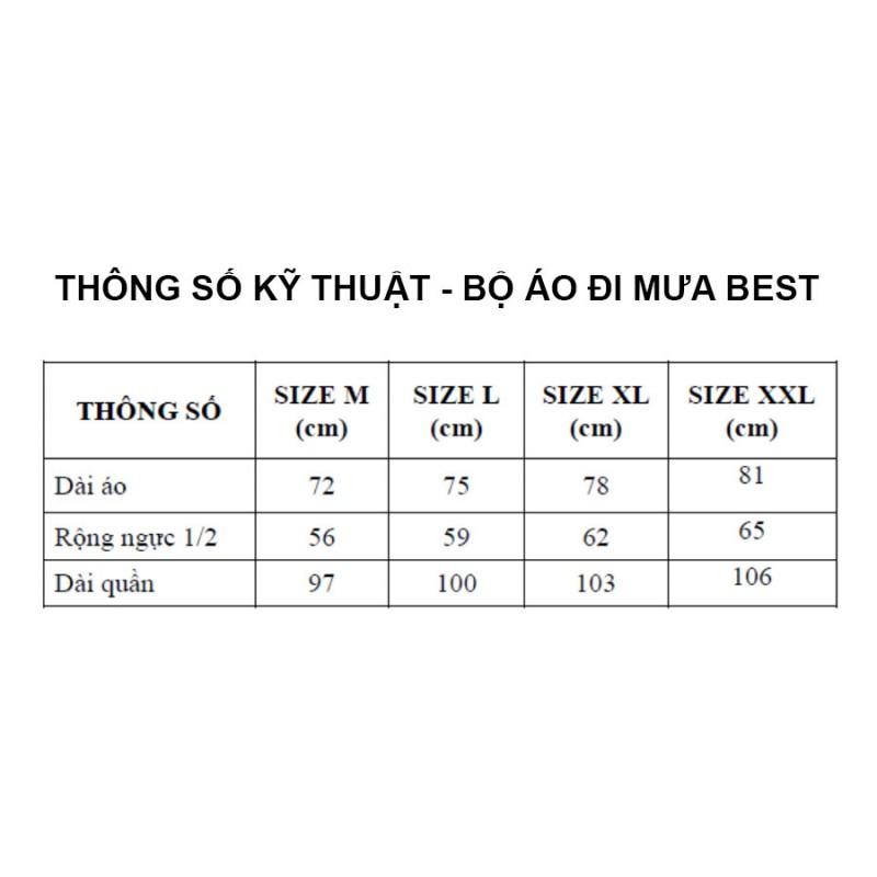 Bộ áo mưa chính hãng Rando, BEST thông dụng, an toàn