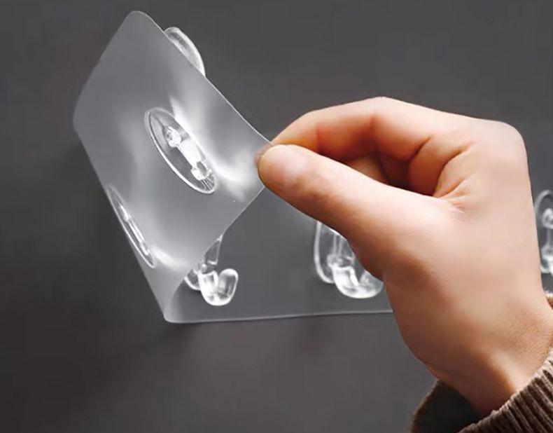 Móc Treo Nguyên Khối Trong Suốt Dán Tường 6 Móc Siêu Chắc