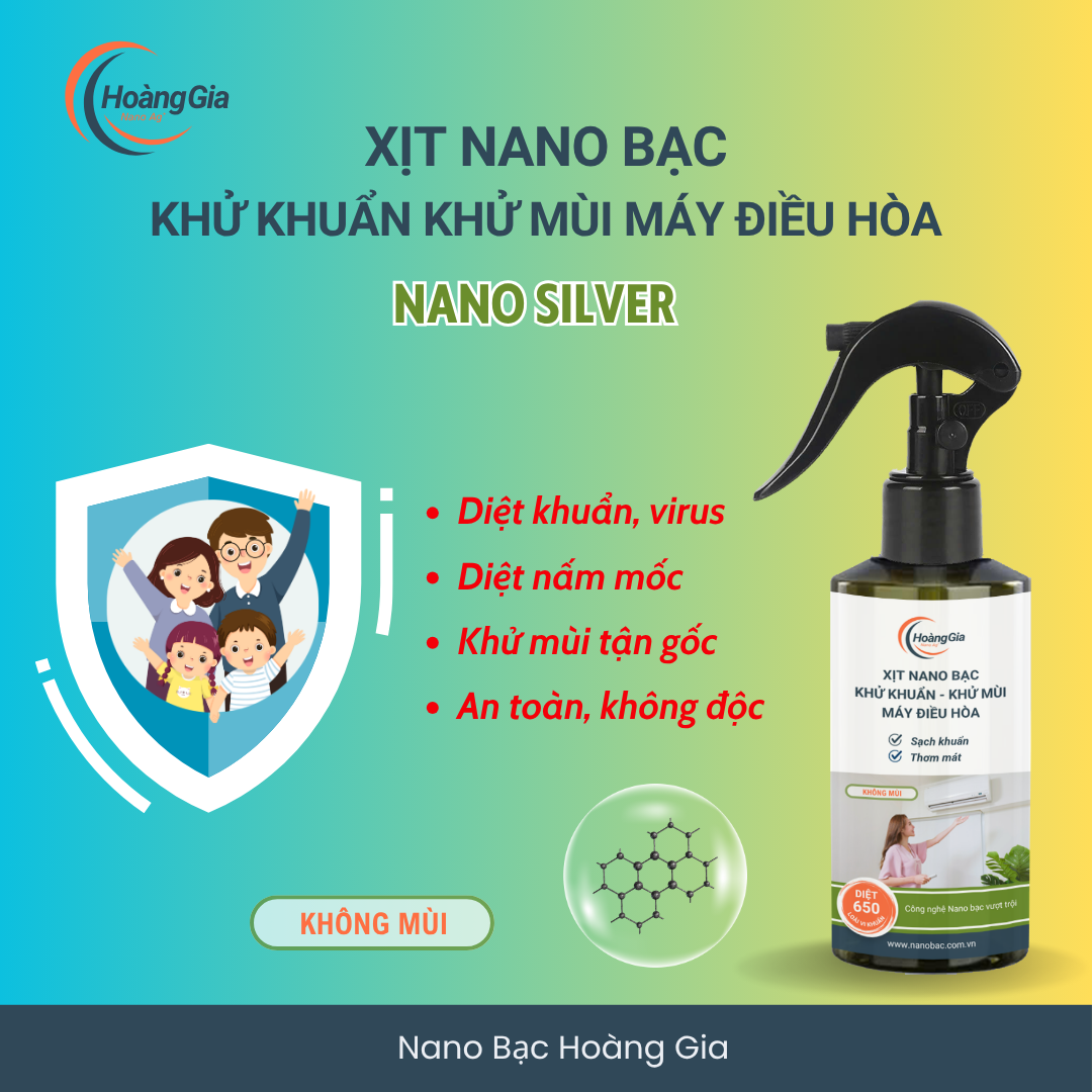 Dung Dịch Xịt Khử Mùi Khử Khuẩn Điều Hòa Máy Lạnh Nano Bạc Hoàng Gia 200ml - An Toàn &amp; Hiệu Quả