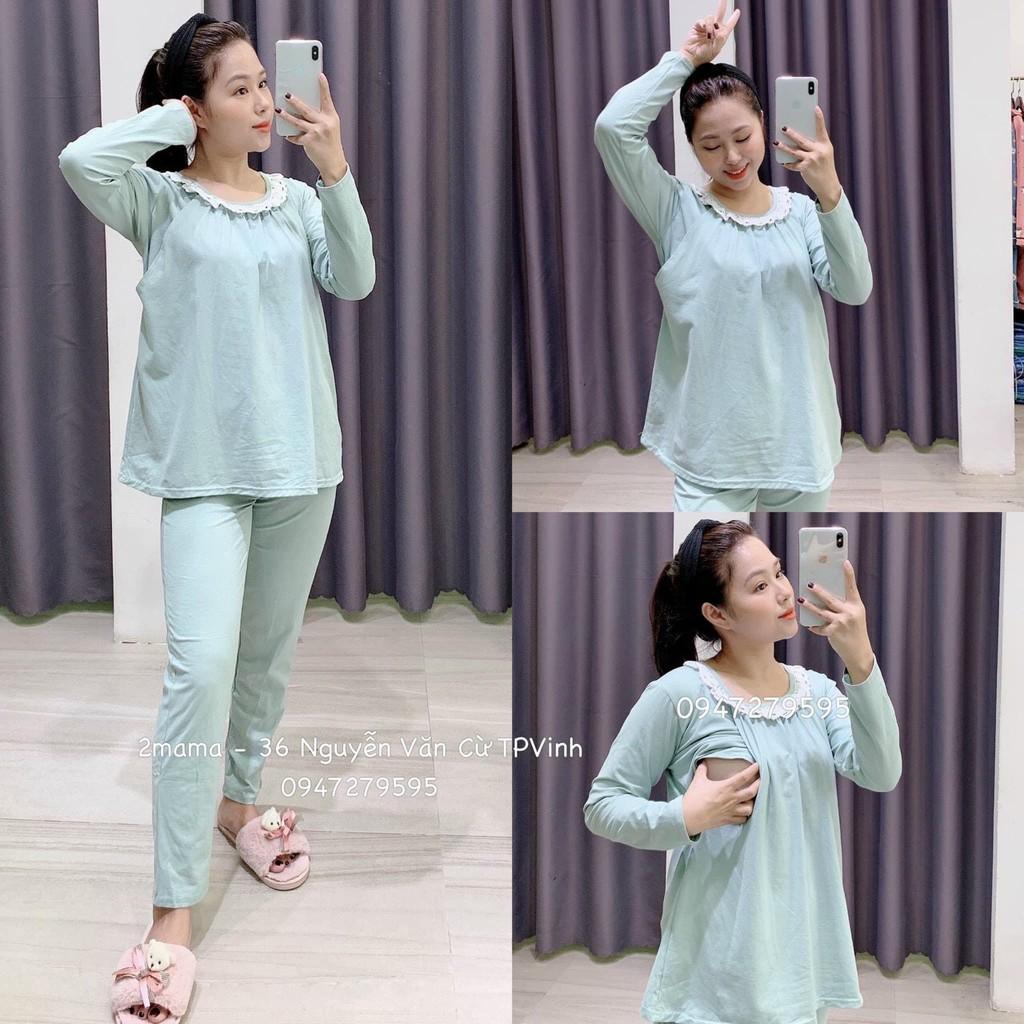 Bộ cotton sau sinh mẫu mới THU ĐÔNG vén ngực cho con bú