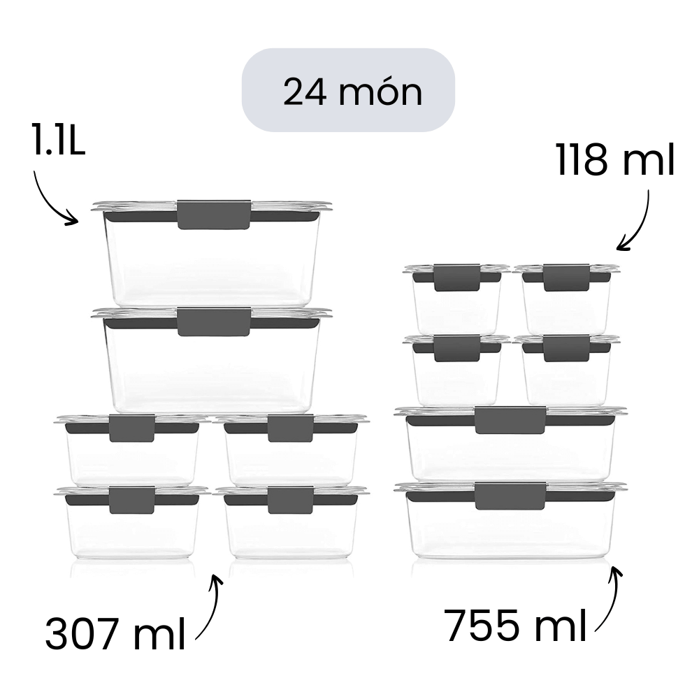 Sét hộp Tritan Rubbermaid Brilliance 24 món made in USA hàng chính hãng
