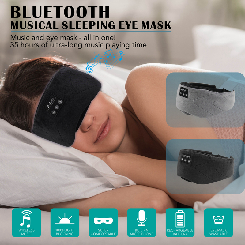 Mặt Nạ Che Mắt Ngủ Có Tai nghe Bluetooth 5.2 Nghe Nhạc Thư Giãn, Tập Luyện Yoga, Tránh ánh sáng và âm thanh, tích hợp tiếng ồn trắng - Hàng Chính Hãng