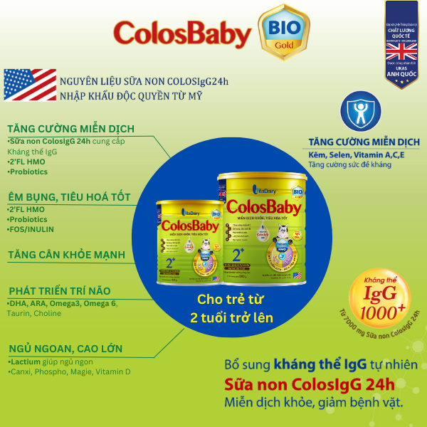 COLOSBABY BIO GOLD 2+ 800g hỗ trợ tiêu hóa tốt, miễn dịch khỏe cho bé - VitaDairy