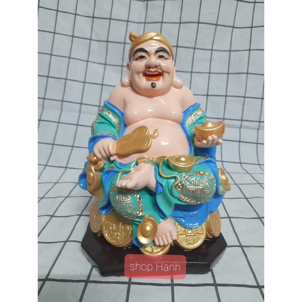 Ông Địa Thần Tài Đê vuông xanh cao 25 cm