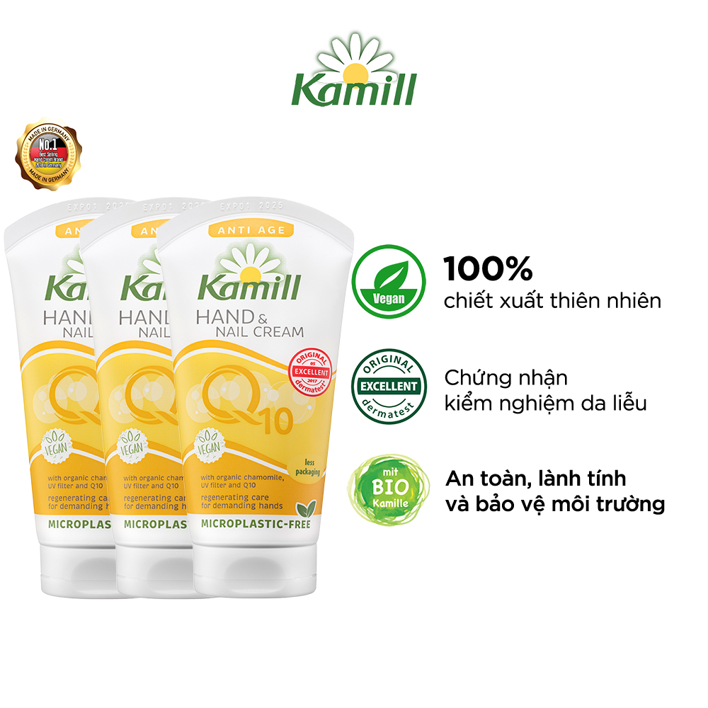 Combo 3 tuýp Kem dưỡng da tay và móng tay Kamill Hand &amp; Nail Cream Anti-age Q10 75 ml